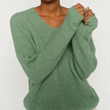 Mos Mosh Thora V-Neck Knit - Turf Green