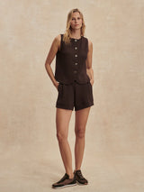 Varley Josie Button Through Tank - Coffee Bean