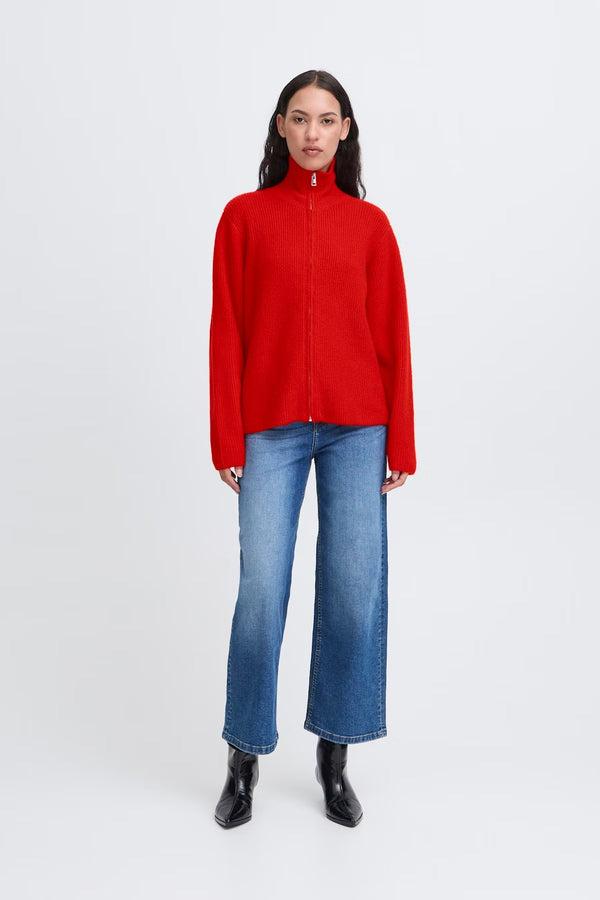 Ichi Ducie Cardigan - Fiery Red