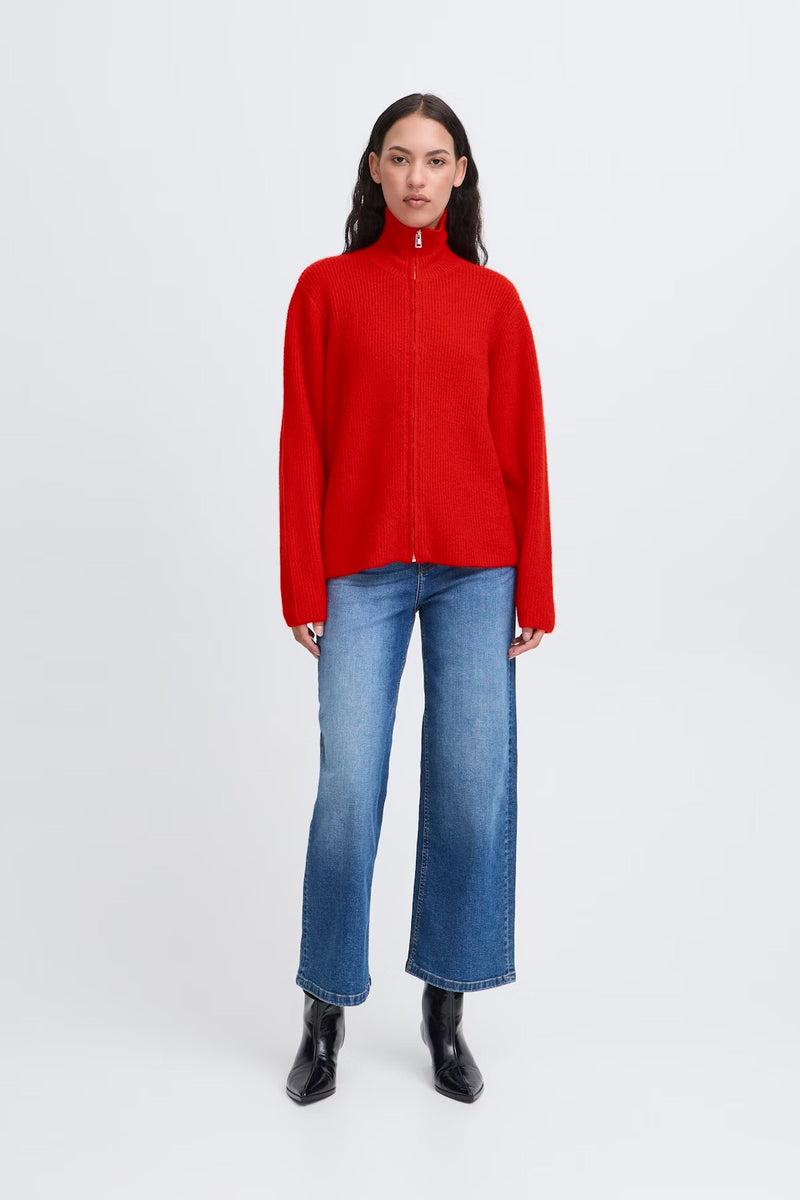 Ichi Ducie Cardigan - Fiery Red