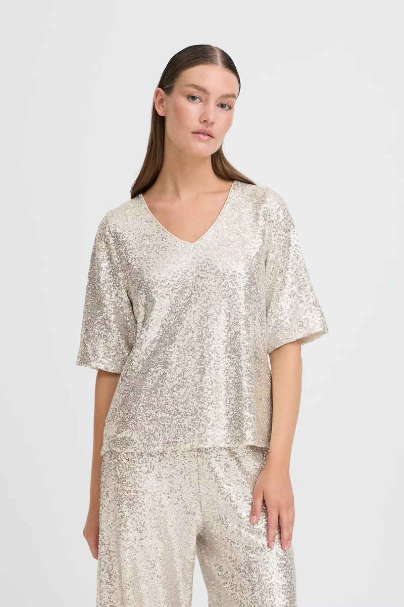 Ichi Fauca SS2 Top - Frosted Almond