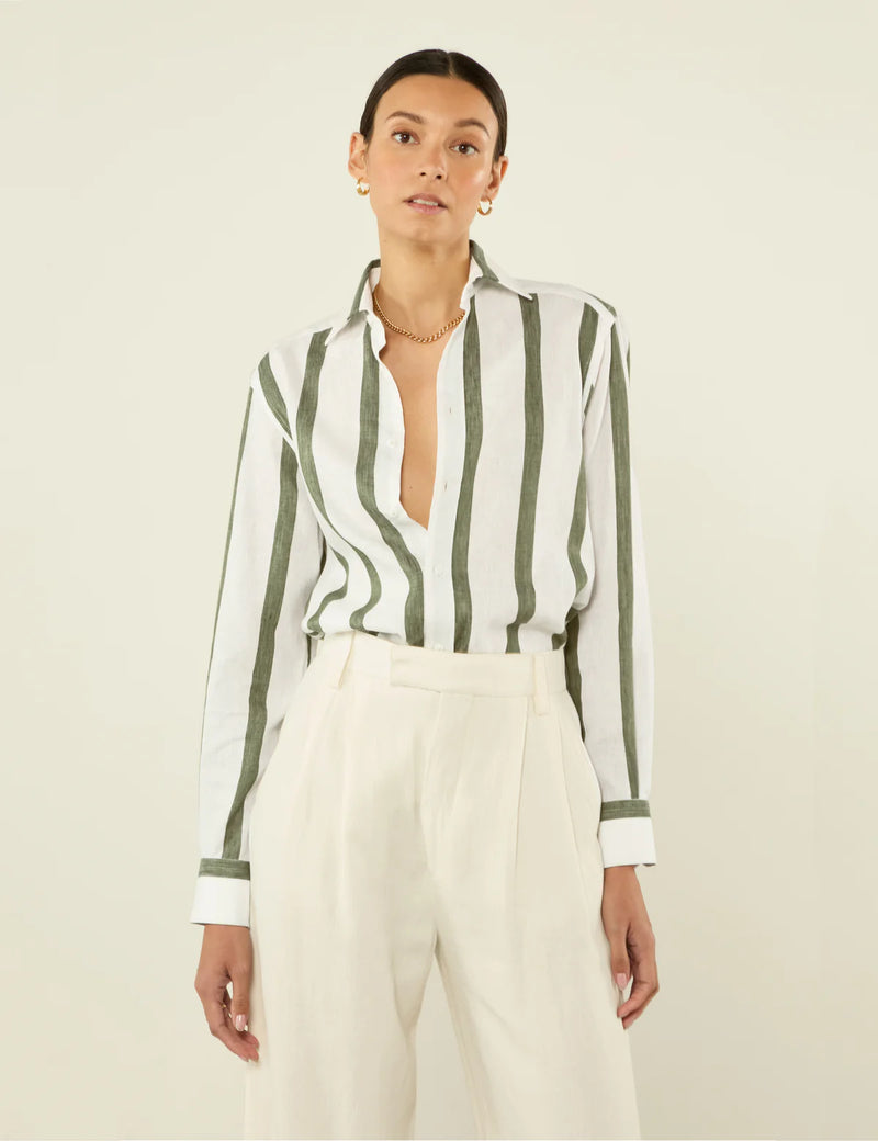 With Nothing Underneath The Boyfriend Weave Stripe - Khaki