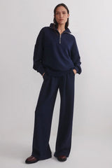 Varley Hawley Half Zip Sweat - Navy