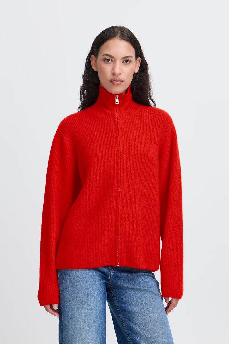 Ichi Ducie Cardigan - Fiery Red