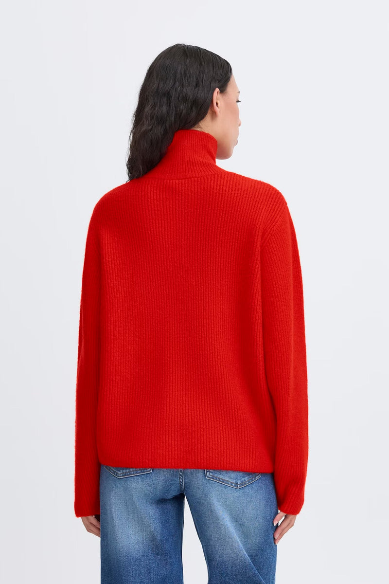 Ichi Ducie Cardigan - Fiery Red