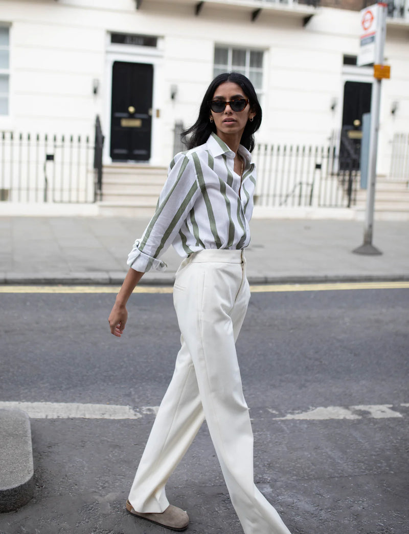 With Nothing Underneath The Boyfriend Weave Stripe - Khaki