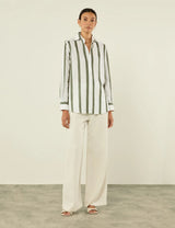 With Nothing Underneath The Boyfriend Weave Stripe - Khaki