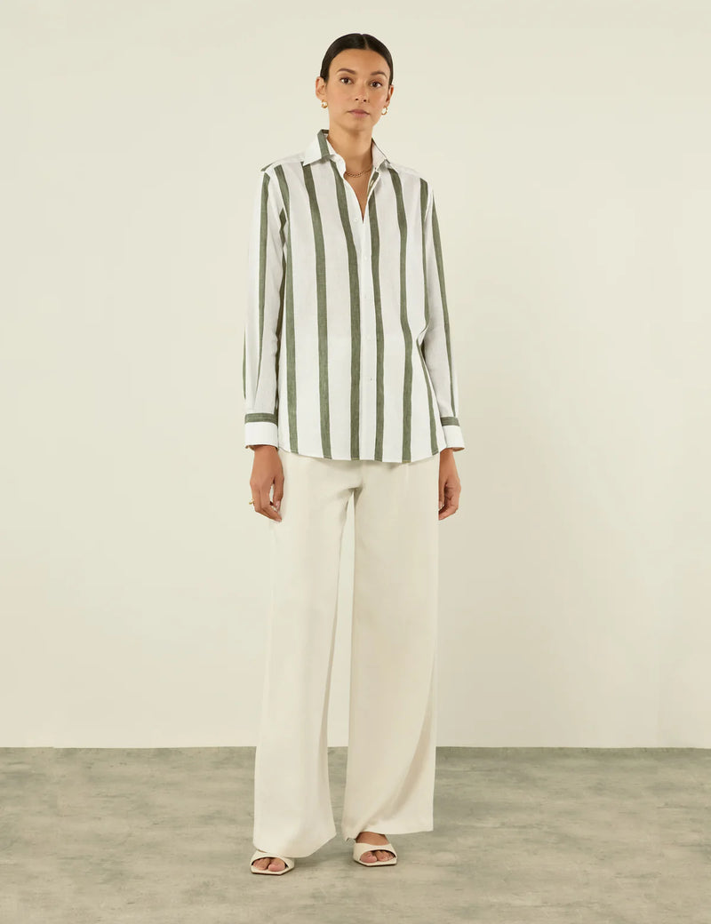 With Nothing Underneath The Boyfriend Weave Stripe - Khaki