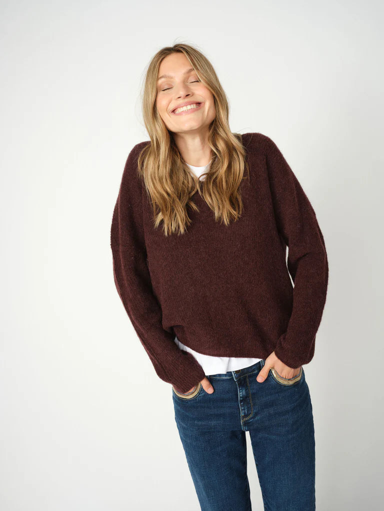 Mos Mosh Thora V-Neck Knit - Fudge