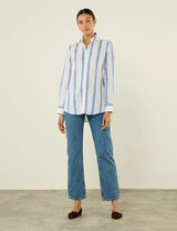 With Nothing Underneath The Boyfriend Weave - Ocean Blue Stripe