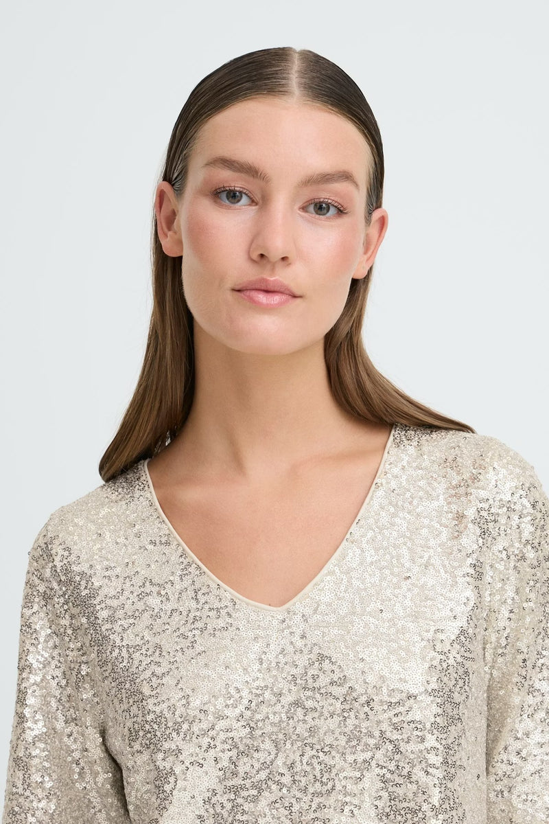 Ichi Fauca SS2 Top - Frosted Almond