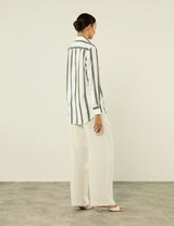 With Nothing Underneath The Boyfriend Weave Stripe - Khaki