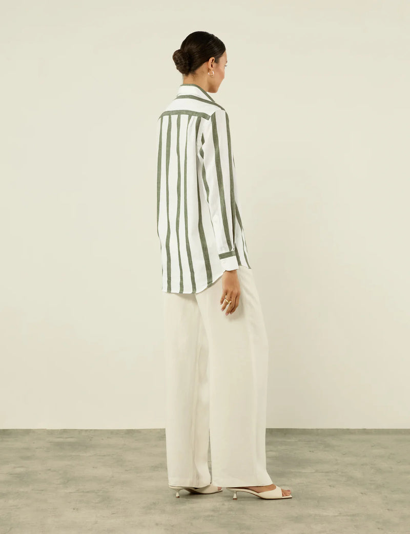 With Nothing Underneath The Boyfriend Weave Stripe - Khaki
