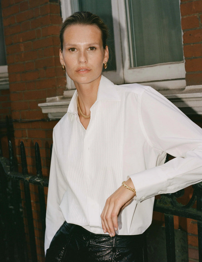 With Nothing Underneath The Dress Shirt - White