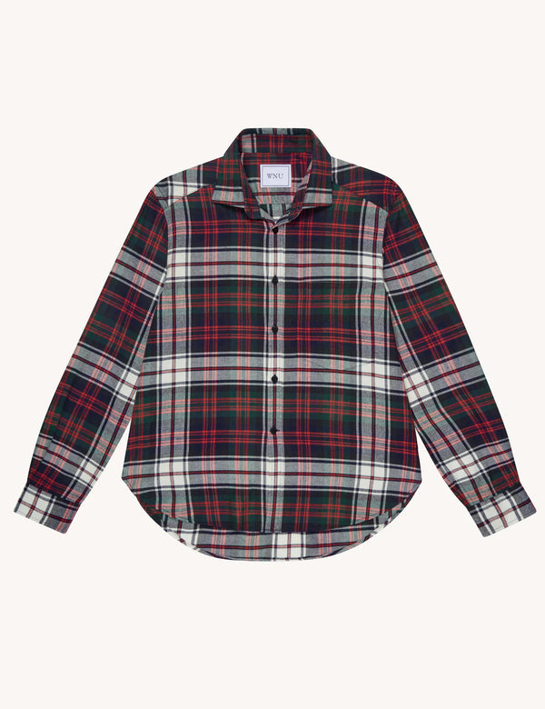 With Nothing Underneath The Classic Fine Brushed Shirt - White & Red Check