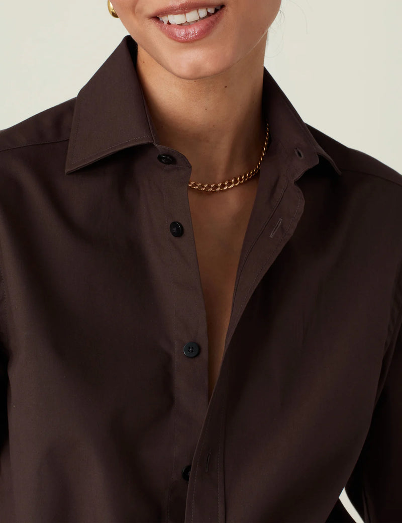 With Nothing Underneath The Boyfriend Fine Poplin Shirt - Chocolate