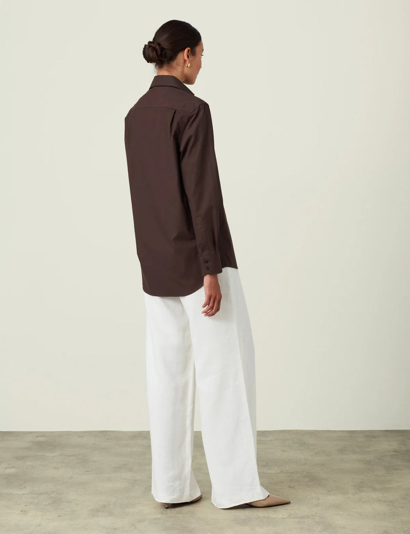With Nothing Underneath The Boyfriend Fine Poplin Shirt - Chocolate
