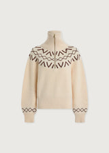 Varley Sigrid Fairisle Half Zip Knit - Whitecap Grey