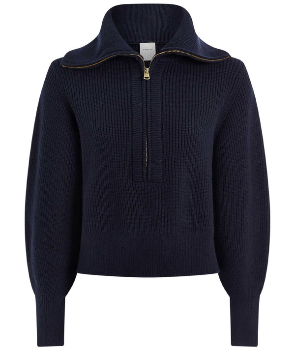Varley Maura Half Zip Rib Knit - Navy