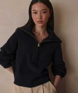 Varley Maura Half Zip Rib Knit - Navy