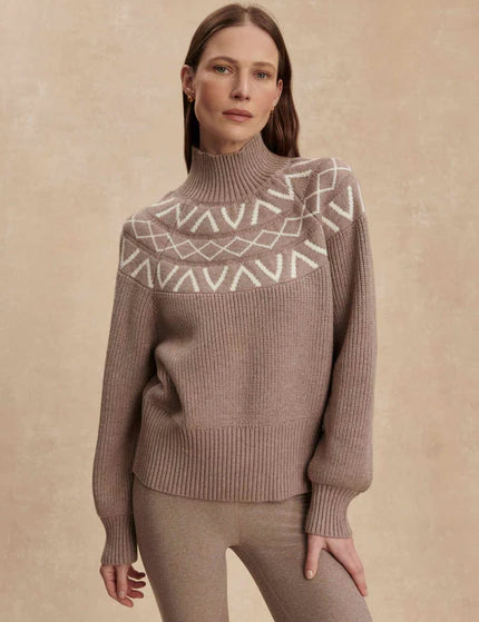 Varley Marcie Fairisle Yoke Knit - Light Taupe Marl
