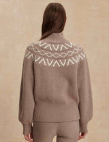 Varley Marcie Fairisle Yoke Knit - Light Taupe Marl