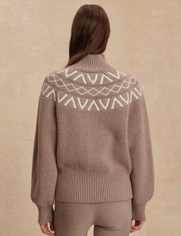 Varley Marcie Fairisle Yoke Knit - Light Taupe Marl
