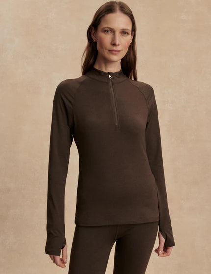 Varley Always Warm Half Zip Baselayer - Deep Chocolate Marl