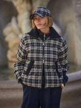 Varley Bryony Short Puffer Jacket - Navy Check