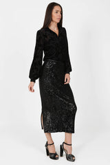 Sirens London Madrid Skirt - Black Sequin