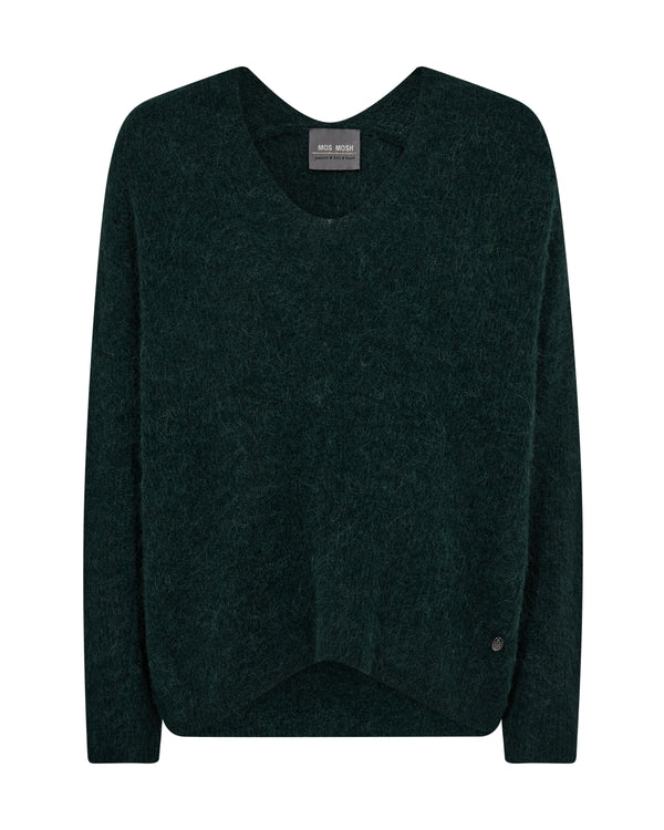 Mos Mosh Thora V-Neck Knit - Dark Pine