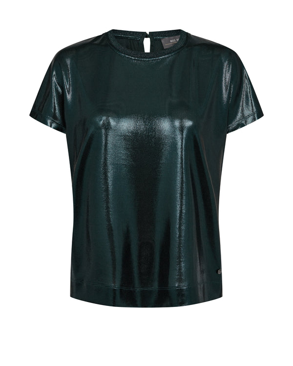 Mos Mosh Nivola O-neck Metallic Tee - Dark Pine