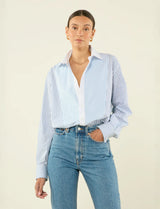 With Nothing Underneath The Oversized Half Button Down Bib