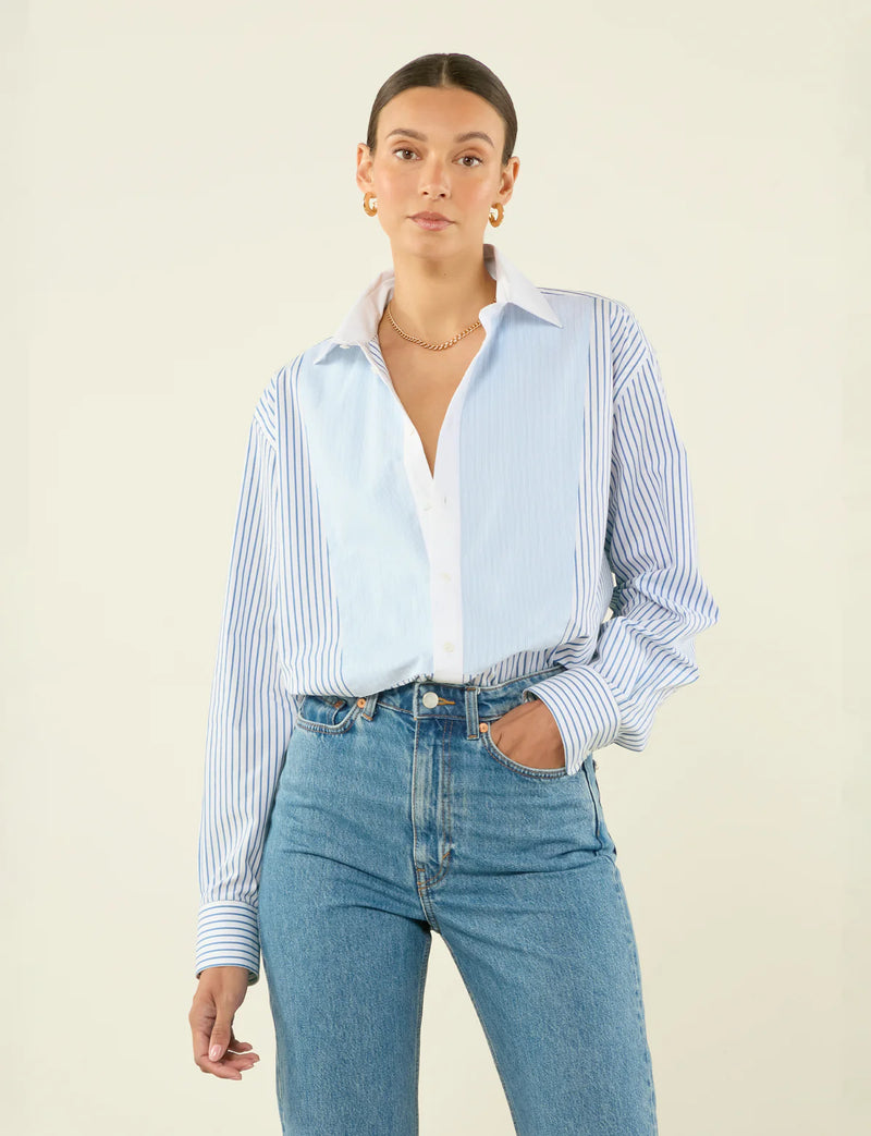 With Nothing Underneath The Oversized Half Button Down Bib