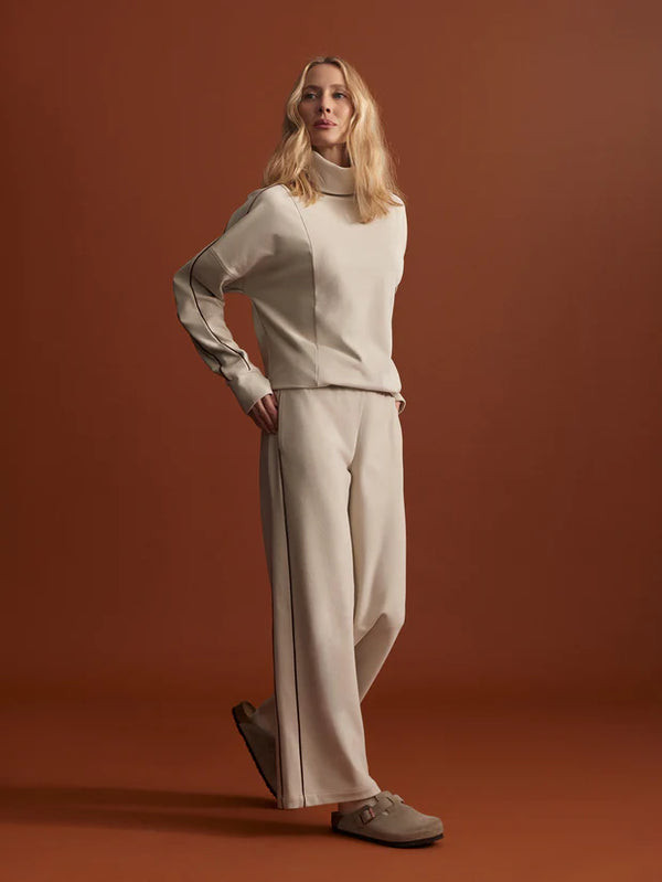 Varley Brushed Rib Wide Leg Pant 28 - Cement Marl/Bitter Chocolate