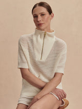 Varley Nali Half Zip Knit Top - Egret