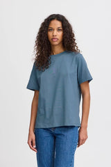 Ichi Palmer Loose SS Tee - Blue Mirage