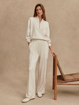 Varley The Wide Leg Pant 30 - Ivory Marl