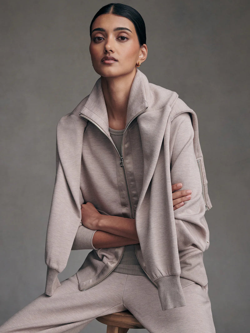 Varley Roxbury Zip Through - Taupe Marl