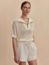 Varley Nali Half Zip Knit Top - Egret