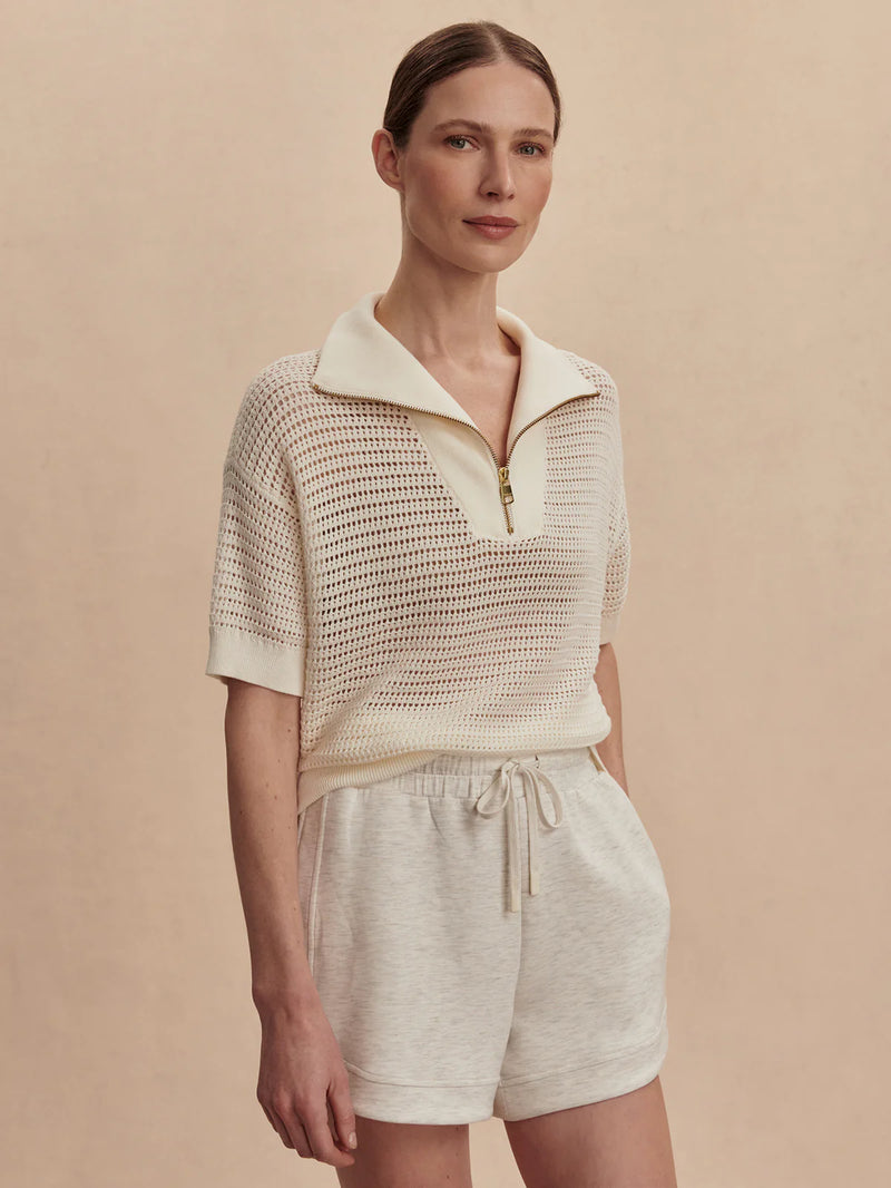 Varley Nali Half Zip Knit Top - Egret