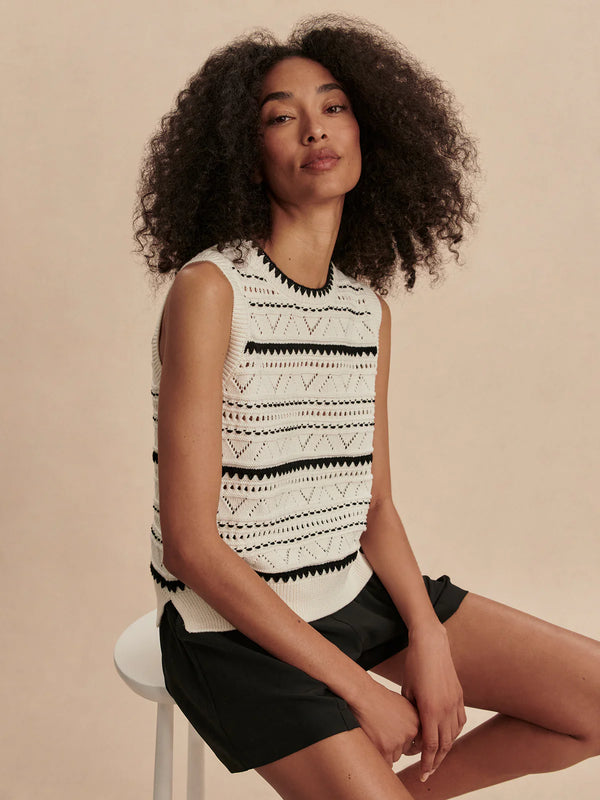 Varley Athena Pointelle Knit Vest -  Egret