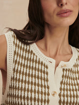 Varley Aura Knit Top - Egret/Golden Olive
