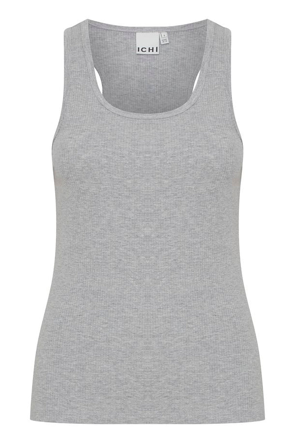 Ichi Palmer Rib Box Vest - Grey Melange