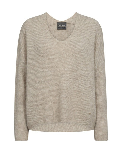 Mos Mosh Thora V-Neck Knit - Feather Grey