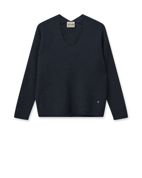 Mos Mosh Thora V-Neck Knit - Salute Navy