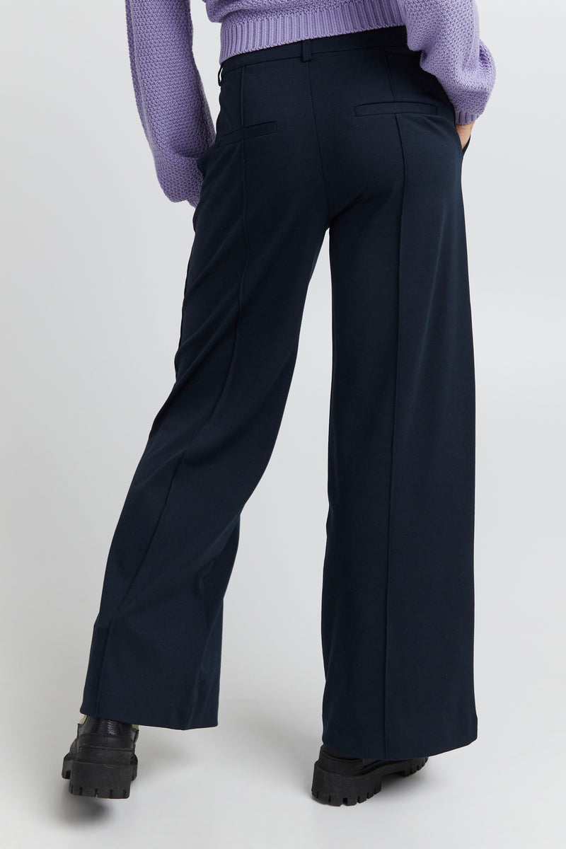 ICHI Kate Office Wide Trousers - Total Eclipse