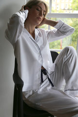 Breathe Herringbone Pyjama Set - White