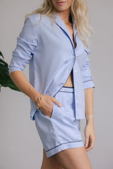 Breathe Herringbone Pyjama Shirt - Blue